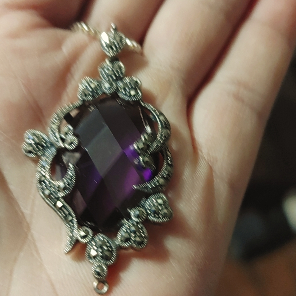 Gorgeous Vintage Amethyst Heart Necklace